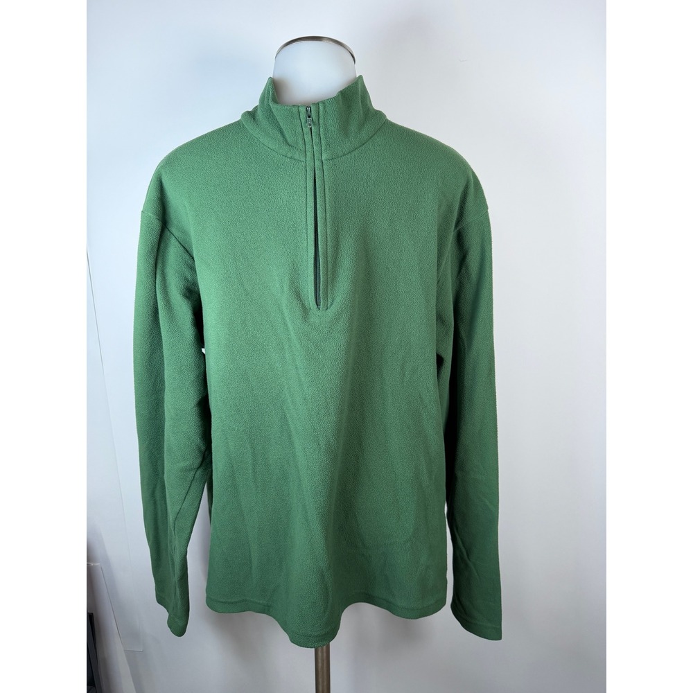 Orvis Mens Fishing Tackle Green Quarter Zip Fleece Pullover Sweater Size M